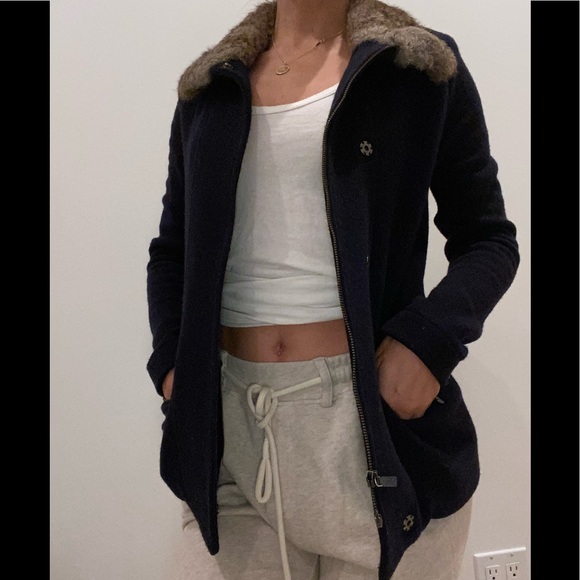 Woolrich wool Sweater Jacket with real fur - Picture 5 of 14